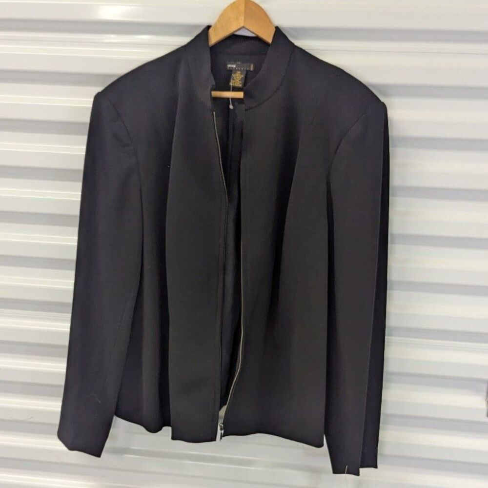 Grace Elements 20W Black Stretch Zip Front‎ Blazer Jacket NWT Preppy Tailored